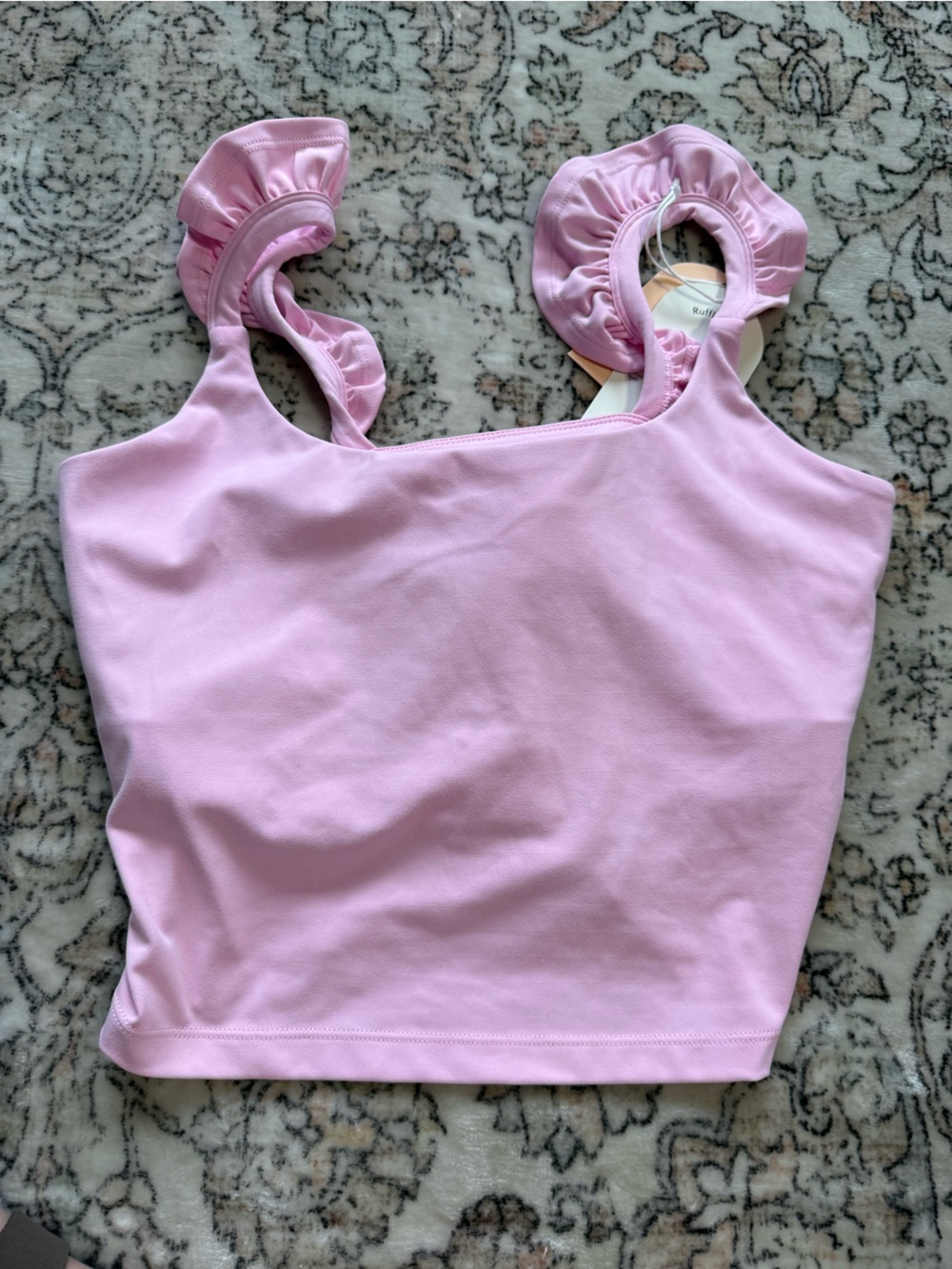 Ruffle Strap Pink Women's Tank Top
